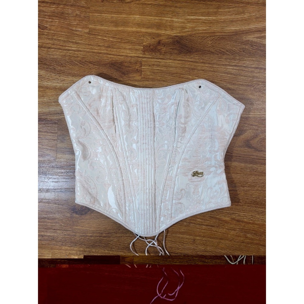 Lace Made Collection Brocade Light Pink Corset Renaissance Cosplay Read